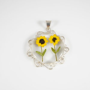 Captured Nature in Resin – Sunflower Pendant
