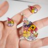 Captured Nature in Resin - Teardrop Shaped Pendant and Earring Set - Image 2