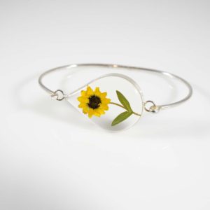 Captured Nature in Resin – Sunflower Cuff Bracelet