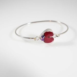 Captured Nature in Resin – Red Floral Cuff Bracelet