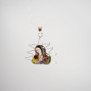 Captured Nature in Resin – Virgin Mary Pendant with Assorted Flowers