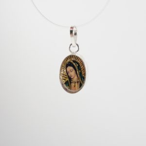 Captured Nature in Resin – Two Sided Virgin Mary Pendant with Assorted Flowers – Small Size