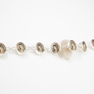 Captured Nature in Resin – Two Sided Virgin Mary Floral Bracelet – Sterling Silver