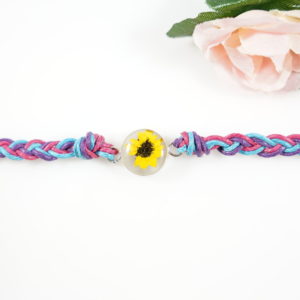 Sunflower Multicolored Cord Bracelet – Sterling Silver Casing