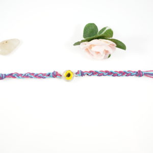 Sunflower Multicolored Cord Bracelet – Sterling Silver Casing