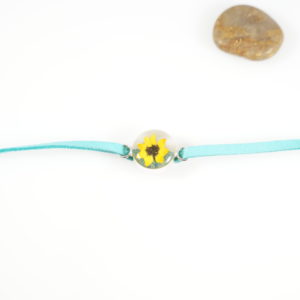 Sunflower Blue Cord Bracelet – Sterling Silver Casing