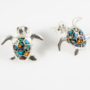 Turtle Stud Earrings Faux Opal