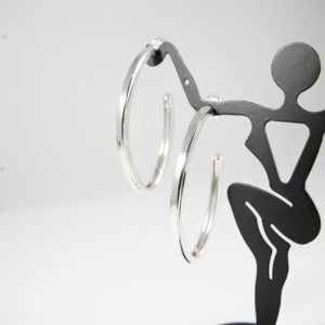 Oval Shaped Hoop Sterling Silver Earrings