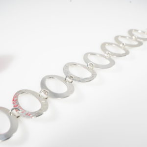 Oval Sterling Silver Bracelet Hammered Pattern