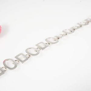 Square Circle Sterling Silver Link Bracelet