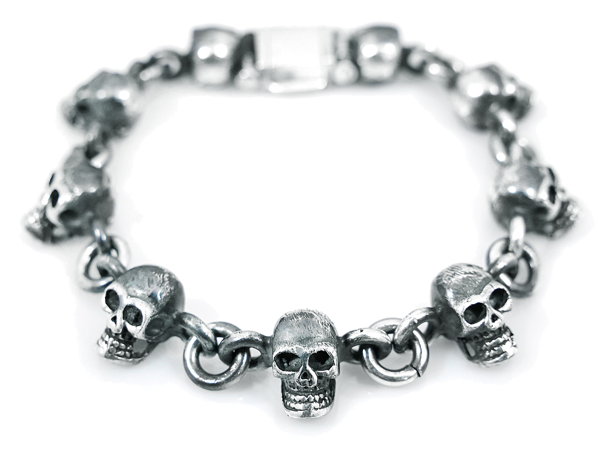 Large 925 Sterling Silver Skull Bracelet Link Chain for Men – Innovato  Design