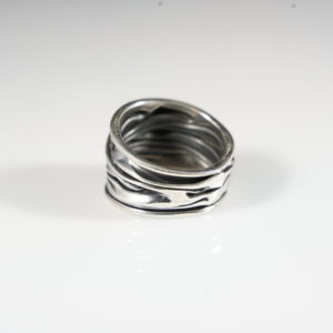 Corrugated Sterling Silver Ring Oxidized Finish