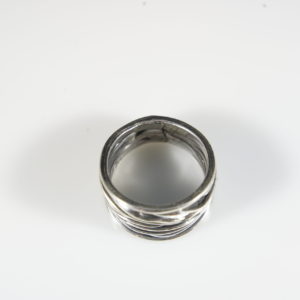Corrugated Sterling Silver Ring Oxidized Finish