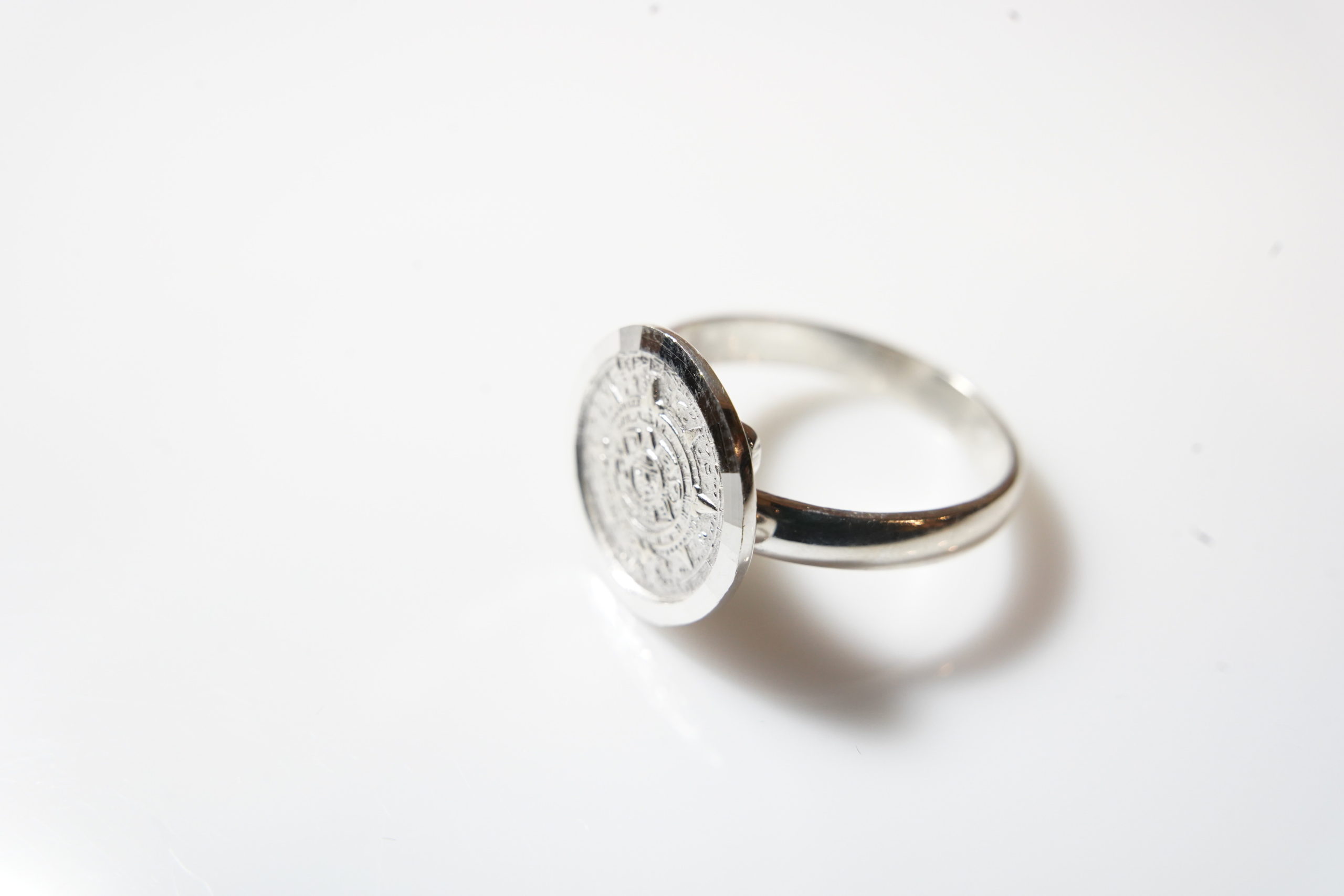 Aztec Calendar Sterling Silver Ring Taxco Jewelers
