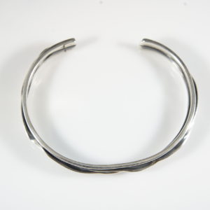 Corrugated Sterling Silver Bangle Bracelet Oxidized Finish
