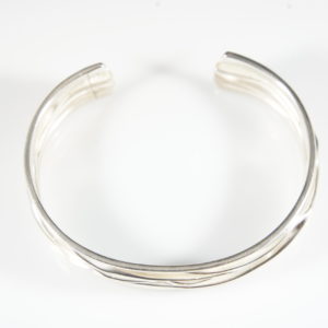 Corrugated Sterling Silver Wide Bangle Bracelet