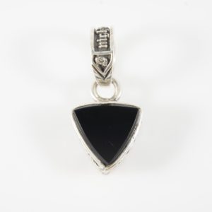 Onyx Triangle Shaped Pendant Bali Style Sterling Silver