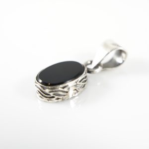 Onyx Oval Shaped Pendant Bali Style Sterling Silver