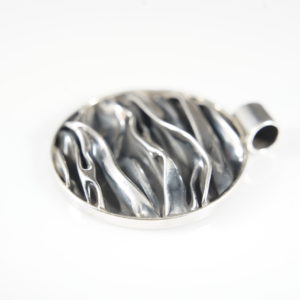 Circle Corrugated Sterling Silver Pendant