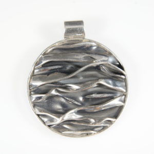 Circle Corrugated Sterling Silver Pendant