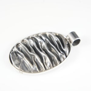 Oval Corrugated Sterling Silver Pendant