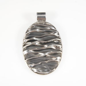 Oval Corrugated Sterling Silver Pendant