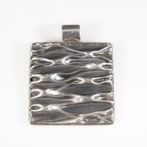 Square Corrugated Sterling Silver Pendant Oxidized Finish