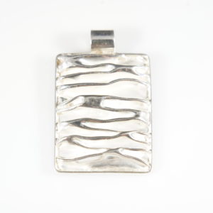 Square Shaped Corrugated Sterling Silver Pendant