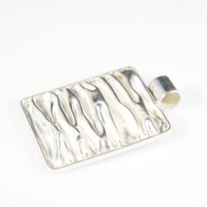 Square Shaped Corrugated Sterling Silver Pendant