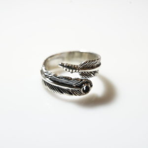Long Feather Sterling Silver Adjustable Ring