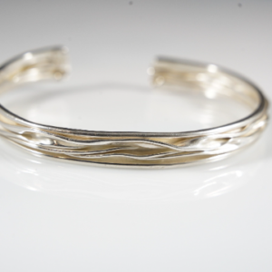 Corrugated Sterling Silver Bangle Bracelet
