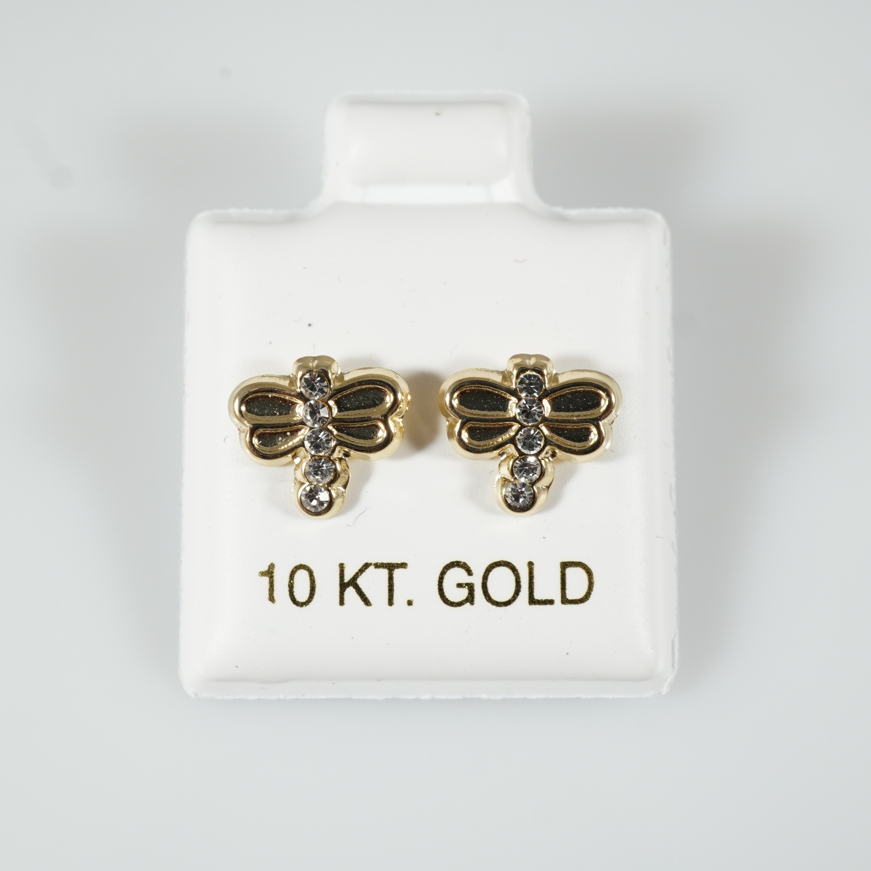 10k Solid Gold Dragonfly Stud Earrings, Screw Back