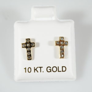 10k Solid Gold Crosses Lined with Cubic Zirconia Stones