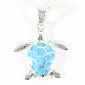Sterling Silver Blue Opal Back Turtle